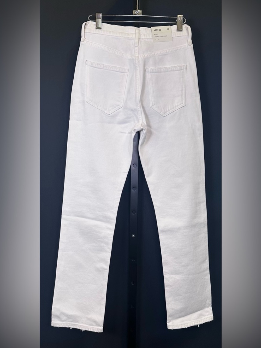 #205- NEW Agolde Riley High Rise White Straight Crop - Comfort Stretch Jeans - Picture 12 of 15